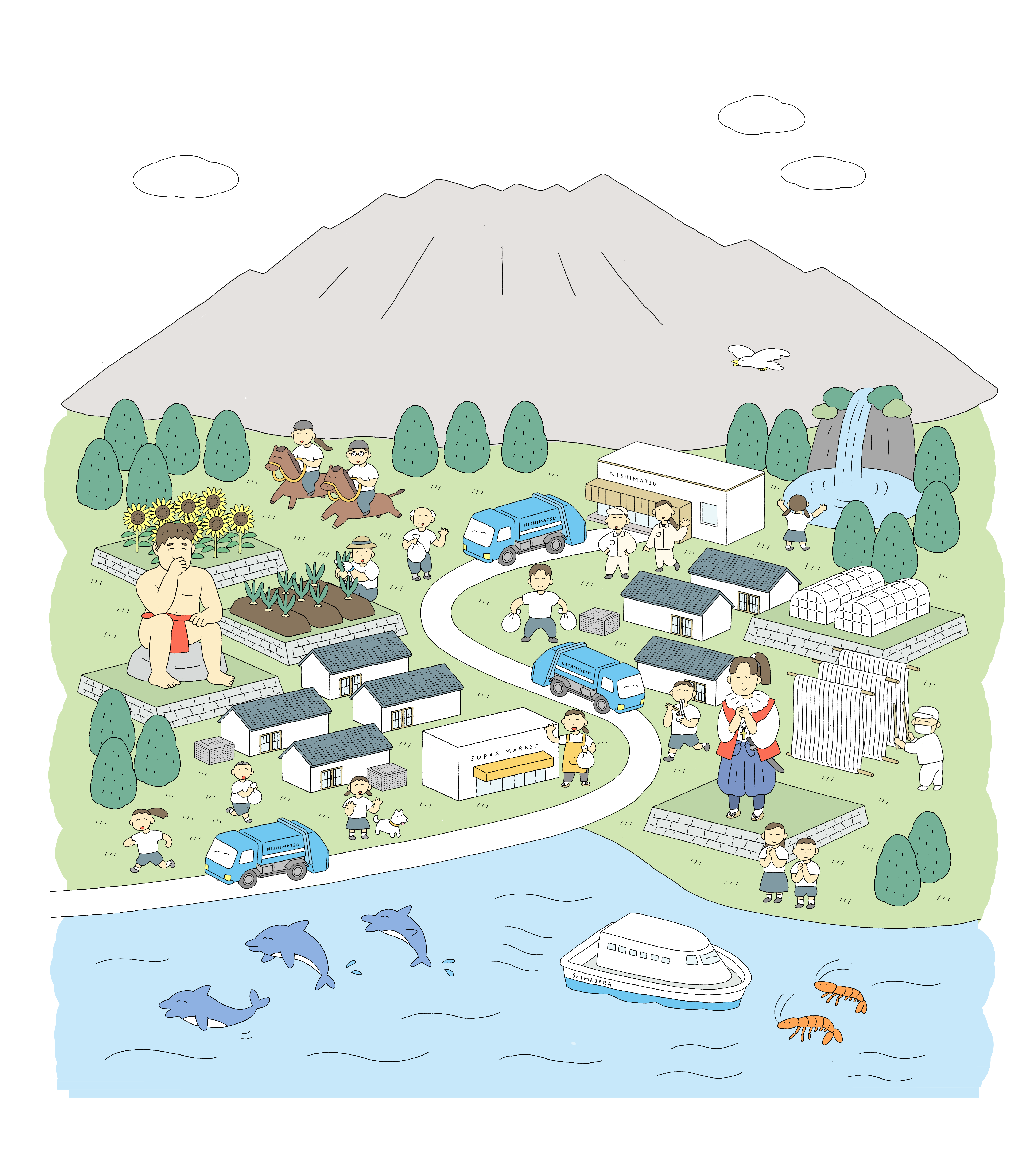 美晴市のまちのイラスト
